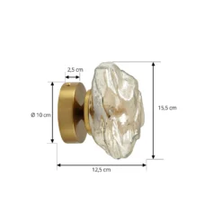 Aplique de pared Lindby Piatra, ámbar/latón, cristal, Ø 16 cm, G9