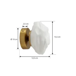 Aplique de pared Lindby Piatra, opal/latón, cristal, Ø 16 cm, G9
