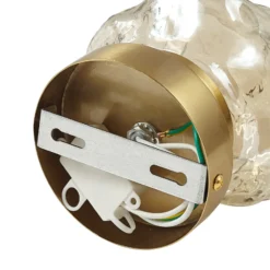 Aplique de pared Lindby Piatra, ámbar/latón, cristal, Ø 16 cm, G9