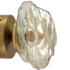 Aplique de pared Lindby Piatra, ámbar/latón, cristal, Ø 16 cm, G9