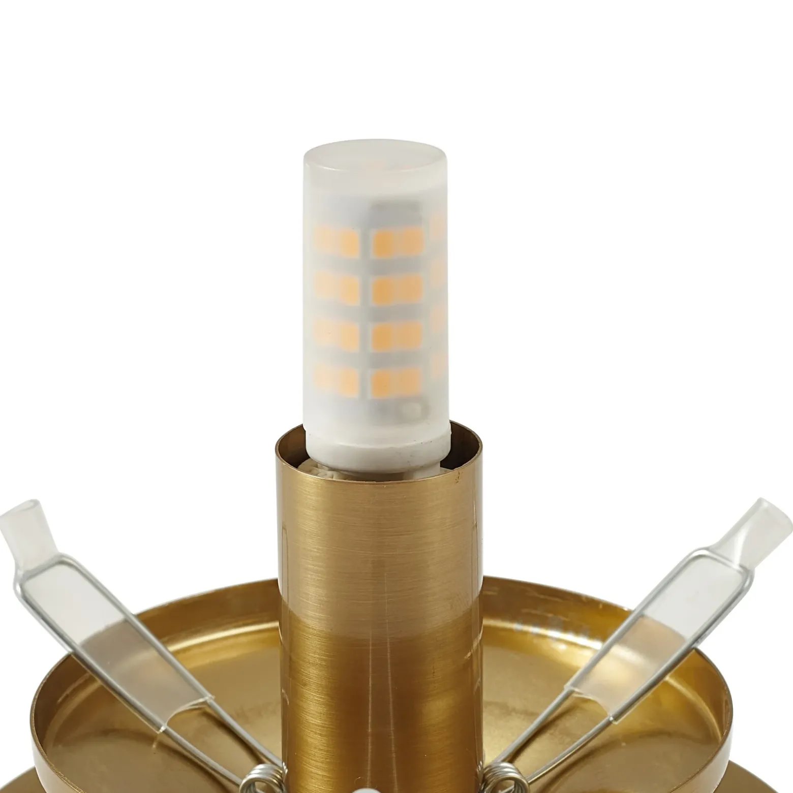 Aplique de pared Lindby Piatra, opal/latón, cristal, Ø 16 cm, G9