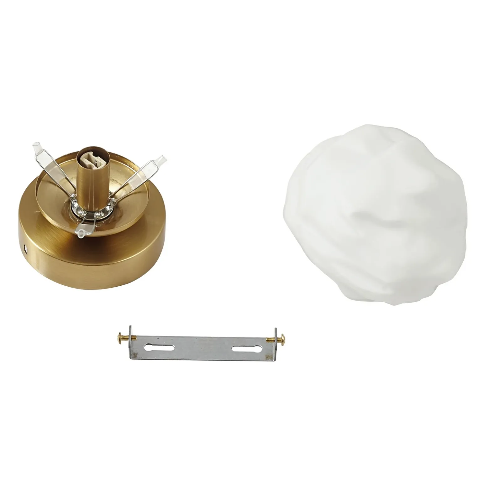 Aplique de pared Lindby Piatra, opal/latón, cristal, Ø 16 cm, G9