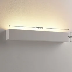 Aplique de pared Lindby Santino, 51 cm, escayola, G9, pintable