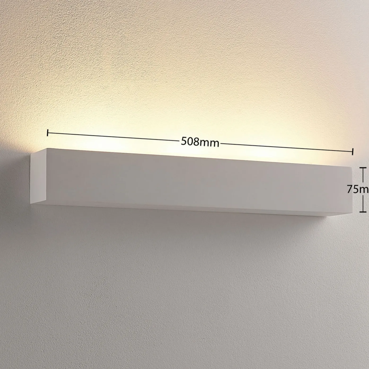 Aplique de pared Lindby Santino, 51 cm, escayola, G9, pintable