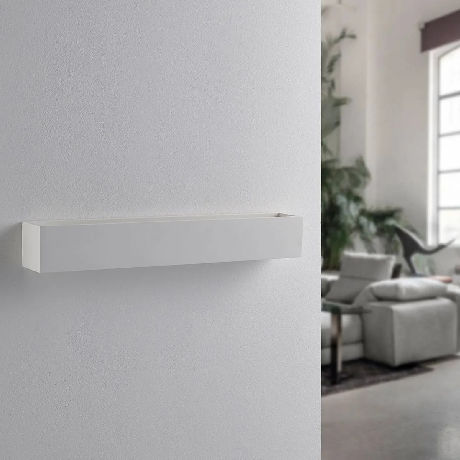Aplique de pared Lindby Santino, 51 cm, escayola, G9, pintable