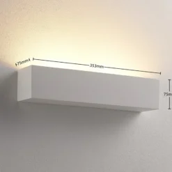 Aplique de pared Lindby Santino, 35 cm, escayola, G9, pintable