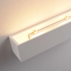 Aplique de pared Lindby Santino, 35 cm, escayola, G9, pintable