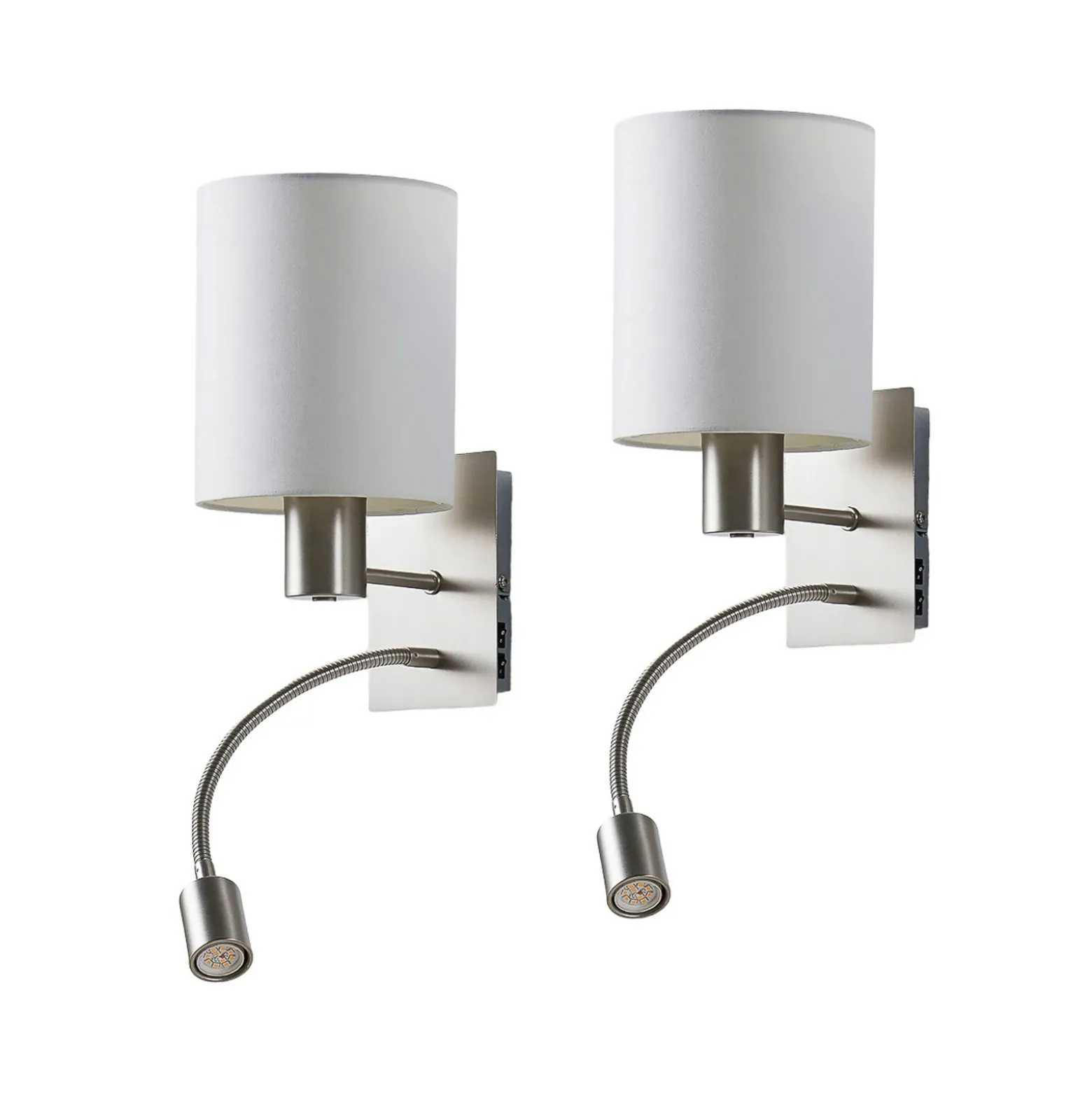 Aplique de pared Lindby Shajan, juego de 2, 29 cm, E27, brazo de lectura LED
