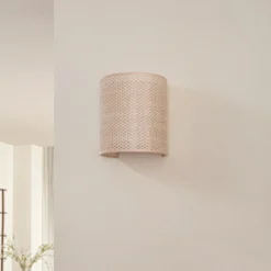 Aplique de pared Lindby Soula, 20 cm, beige, plástico, E27