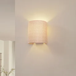 Aplique de pared Lindby Soula, 20 cm, beige, plástico, E27