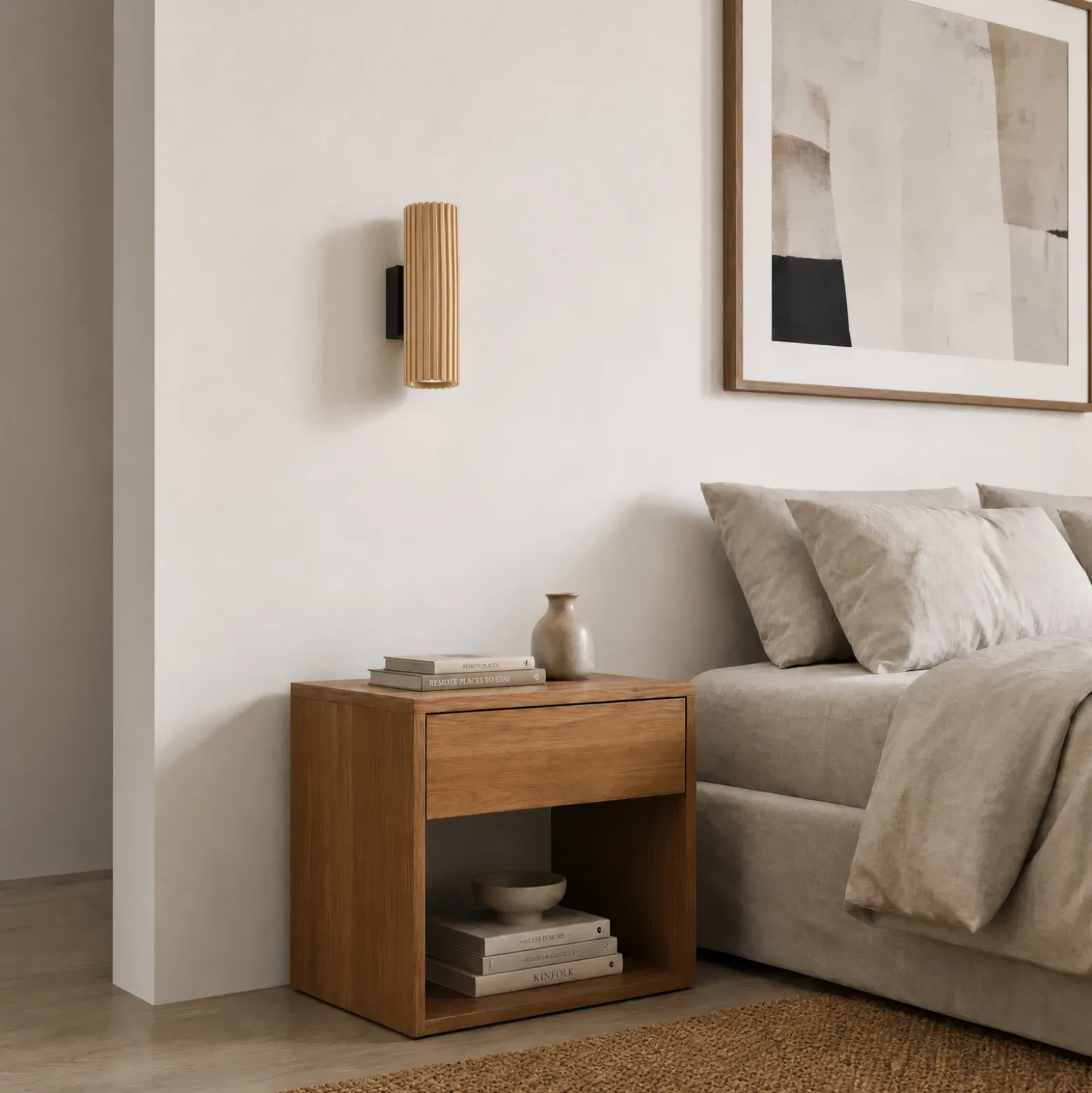 Aplique de pared Lindby Stralino, 2 luces, altura 22 cm, madera