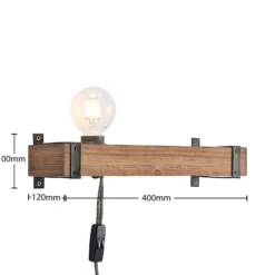 Aplique de pared Lindby Sverina, 40 cm, madera, enchufe, E27