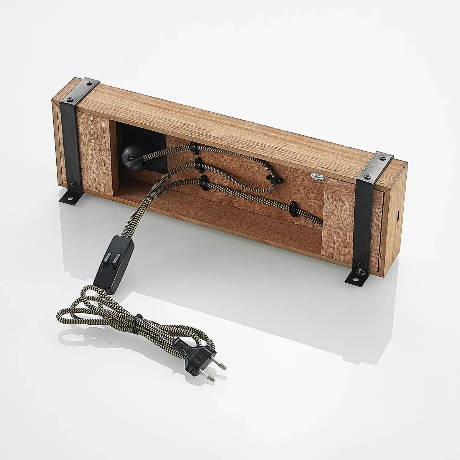 Aplique de pared Lindby Sverina, 40 cm, madera, enchufe, E27
