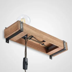 Aplique de pared Lindby Sverina, 40 cm, madera, enchufe, E27