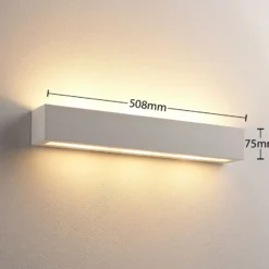 Aplique de pared Lindby Tjada, 51 cm, blanco, escayola, G9, pintable