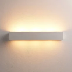 Aplique de pared Lindby Tjada, 51 cm, blanco, escayola, G9, pintable