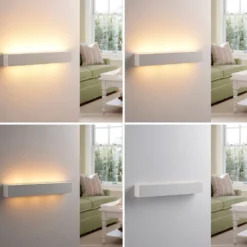 Aplique de pared Lindby Tjada, 51 cm, blanco, escayola, G9, pintable