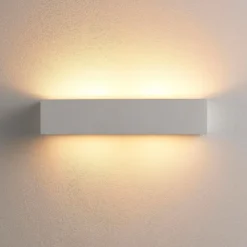 Aplique de pared Lindby Tjada, 35 cm, blanco, escayola, G9, pintable