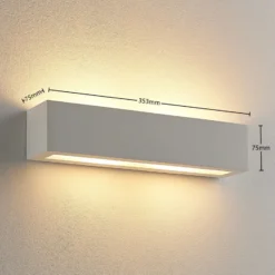 Aplique de pared Lindby Tjada, 35 cm, blanco, escayola, G9, pintable