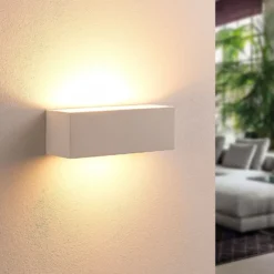 Aplique de pared Lindby Tjada, 22 cm, blanco, escayola, G9, pintable, 3 unidades