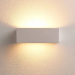 Aplique de pared Lindby Tjada, 22 cm, blanco, escayola, G9, pintable, 3 unidades