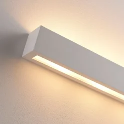 Aplique de pared Lindby Tjada, 51 cm, blanco, escayola, G9, pintable
