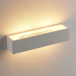 Aplique de pared Lindby Tjada, 35 cm, blanco, escayola, G9, pintable