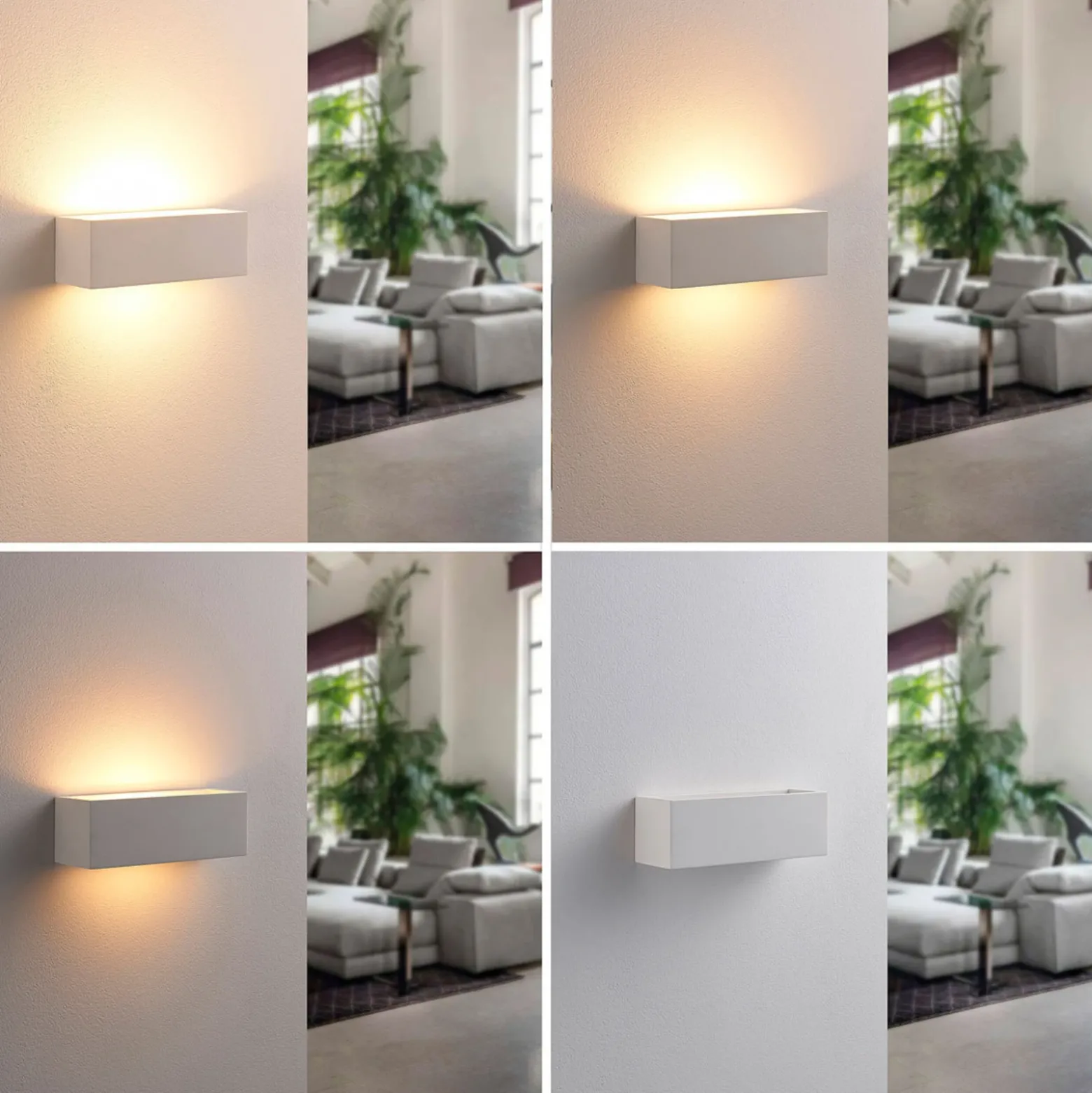 Aplique de pared Lindby Tjada, 22 cm, blanco, escayola, G9, pintable, 3 unidades