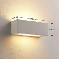 Aplique de pared Lindby Tjada, 22 cm, blanco, escayola, G9, pintable, 3 unidades