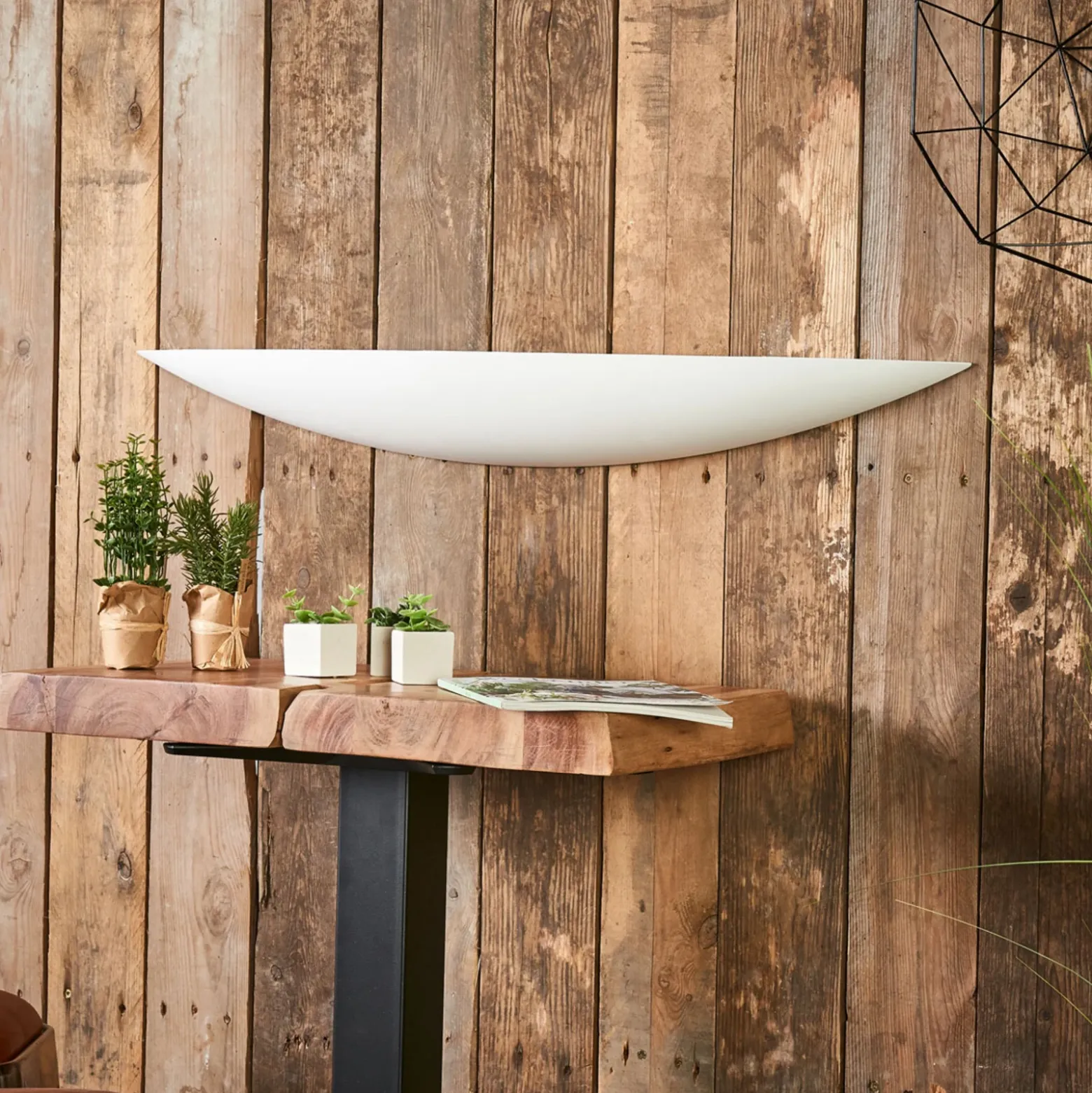 Aplique de pared Lindby Tommi, blanco, escayola, 100 cm, E14, pintable