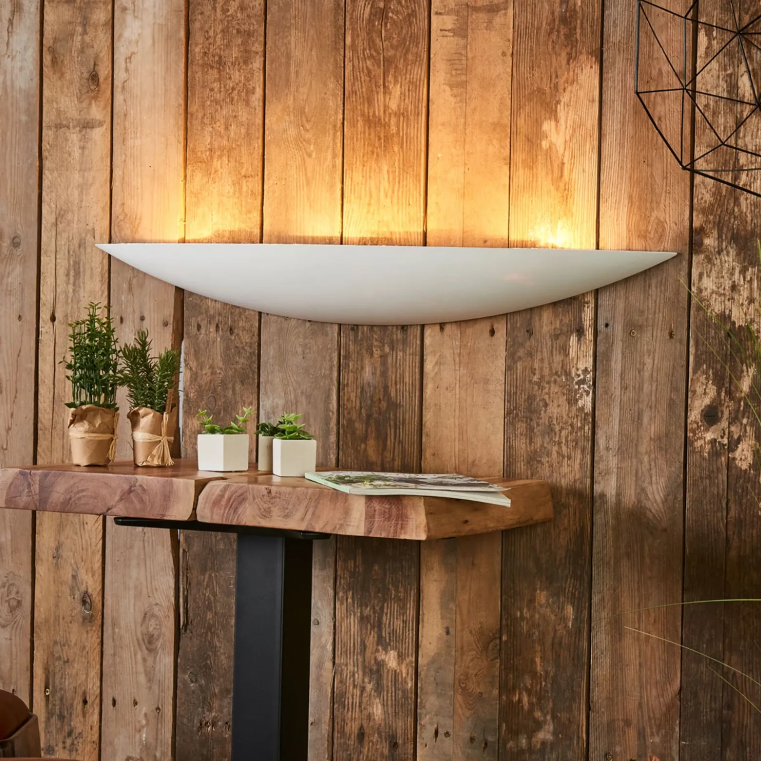 Aplique de pared Lindby Tommi, blanco, escayola, 100 cm, E14, pintable