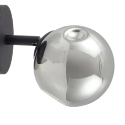 Aplique de pared Lindby Valentina, gris/negro, cristal, Ø 10 cm