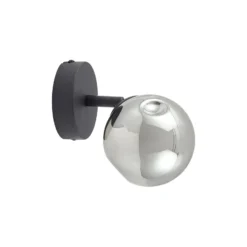Aplique de pared Lindby Valentina, gris/negro, cristal, Ø 10 cm