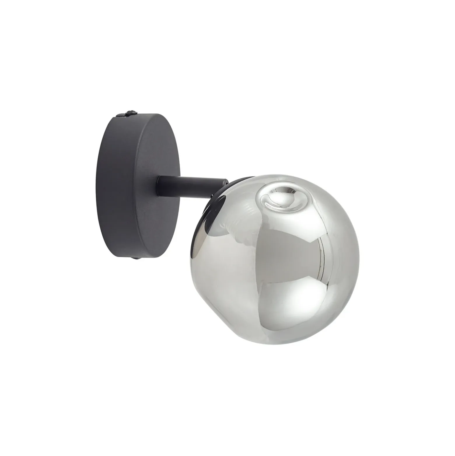 Aplique de pared Lindby Valentina, gris/negro, cristal, Ø 10 cm