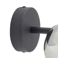 Aplique de pared Lindby Valentina, gris/negro, cristal, Ø 10 cm