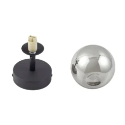 Aplique de pared Lindby Valentina, gris/negro, cristal, Ø 10 cm