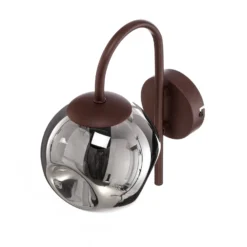 Aplique de pared Lindby Valentina, E14, gris humo, cristal, 28,6 cm