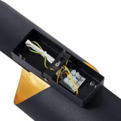 Aplique de pared Lindby Vanni, negro/oro, metal, altura 57cm
