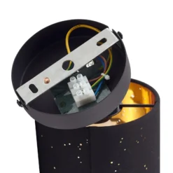 Aplique de pared Lindby Vasilia, Ø 12 cm, negro/oro, tela