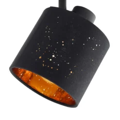 Aplique de pared Lindby Vasilia, Ø 12 cm, negro/oro, tela