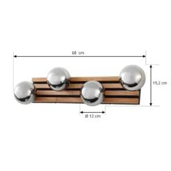 Aplique de pared Lindby Woodora, madera, vidrio, gris humo, 4 luces