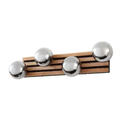 Aplique de pared Lindby Woodora, madera, vidrio, gris humo, 4 luces