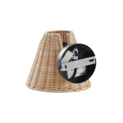 Aplique de pared Lindby Zyralia, color madera, ratán, altura 19,5 cm