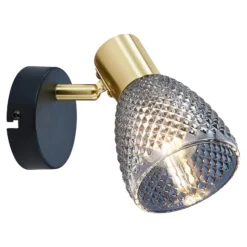 Aplique de pared Lindita, cristal, gris humo, E14, orientable