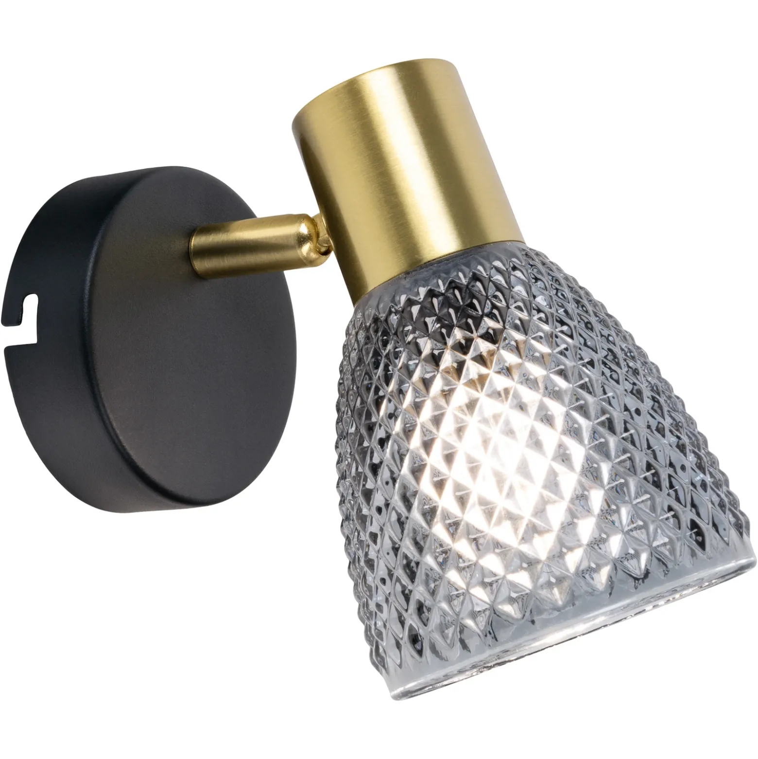 Aplique de pared Lindita, cristal, gris humo, E14, orientable