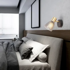 Aplique de pared Lindita, cristal, gris humo, E14, orientable