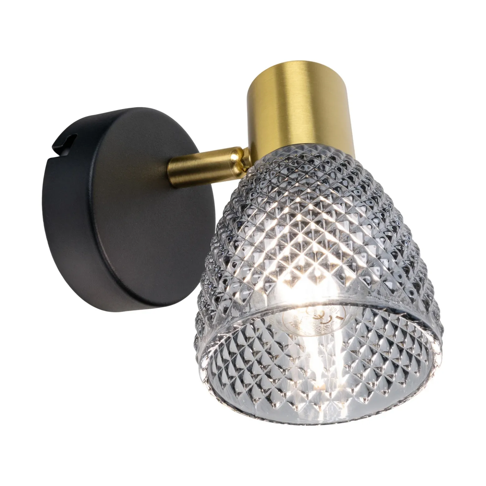 Aplique de pared Lindita, cristal, gris humo, E14, orientable