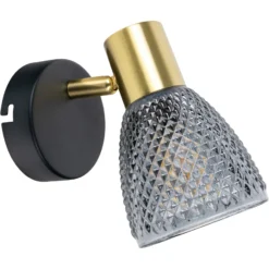 Aplique de pared Lindita, cristal, gris humo, E14, orientable