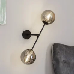 Aplique de pared Linear, negro/grafito, 2 luces