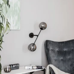 Aplique de pared Linear, negro/grafito, 2 luces